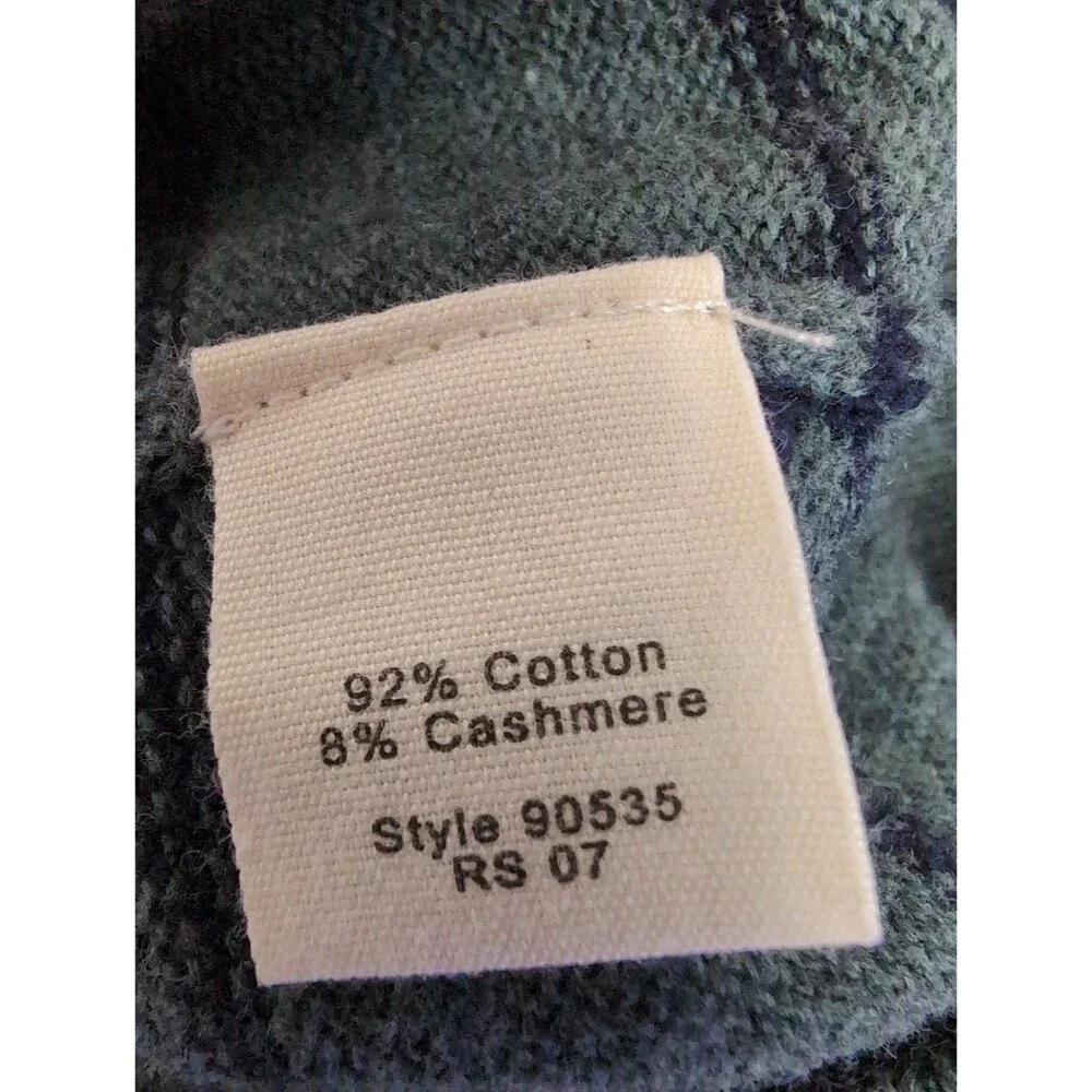 J Crew Sweater Vest Mens L Green Blue Pullover V Neck Cotton Cashmere‎ Casual